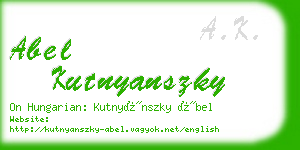 abel kutnyanszky business card